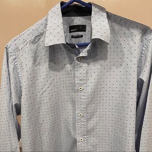 100% Fine Cotton Blue Slim Fit Button Down